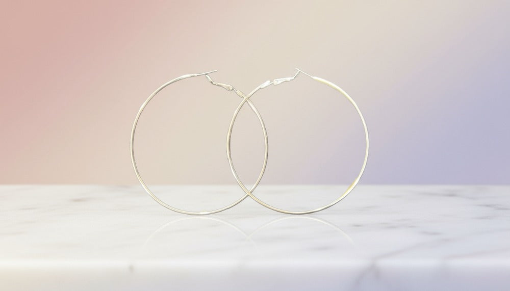 Silver Thin Dangle Hoop Earrings - Charming Charlie