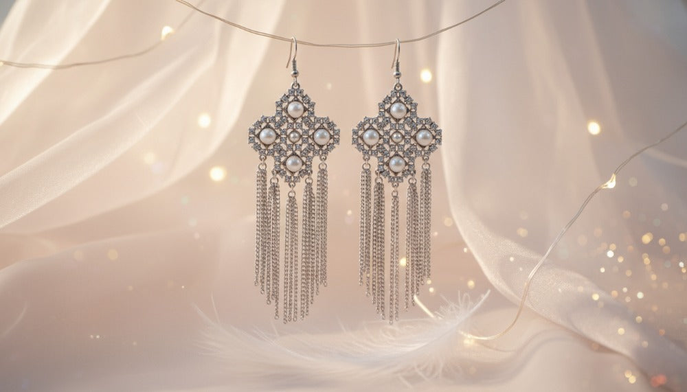Royal Lace Pearl Dangles Earrings - Charming Charlie