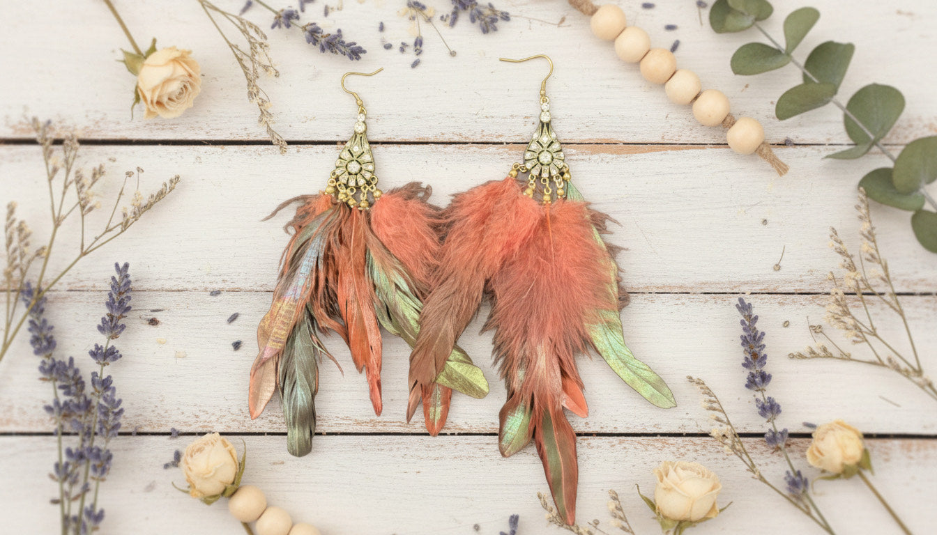 Boho Multicolor Feather Earrings - Charming Charlie