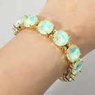 Madeline Love AB, Mint Round Stone Cluster Beaded Stretch Evening Bracelet - Bracelets