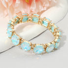 Madeline Love Blue, Opal Round Stone Cluster Beaded Stretch Evening Bracelet - Bracelets