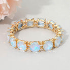 Madeline Love Blue, Light, Opal Round Stone Cluster Beaded Stretch Evening Bracelet - Bracelets
