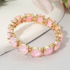 Madeline Love Opal, Pink Round Stone Cluster Beaded Stretch Evening Bracelet - Bracelets