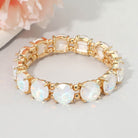 Madeline Love Opal, White Round Stone Cluster Beaded Stretch Evening Bracelet - Bracelets