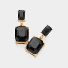 Madeline Love Black, Gold Emerald Cut CZ Stone Dangle Evening Earrings