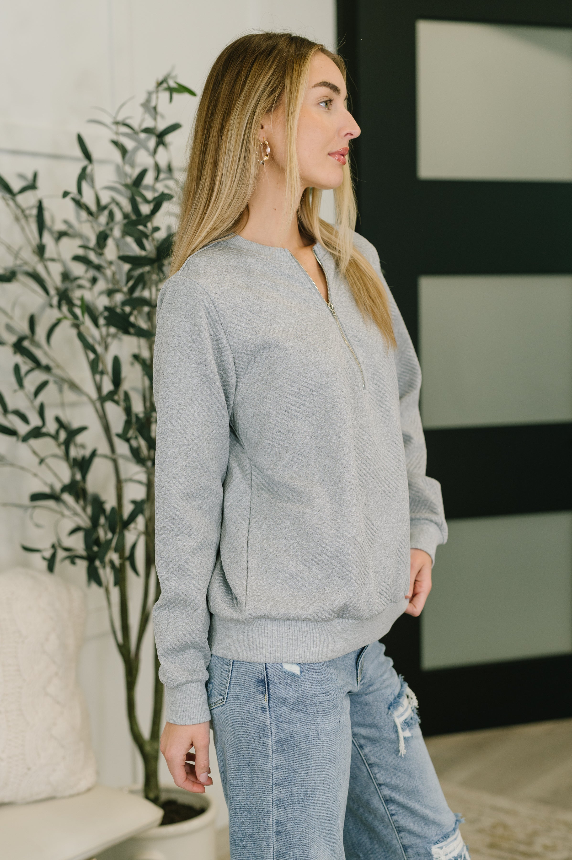 Early Day Quilted Half Zip Pullover - Charming Charlie