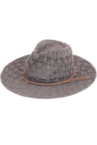 Earth Gray  C.C. Horseshoe Lace Knitting Panama Hat is a must-have accessory for any fashion-forward individual. Its beautiful lace knit design adds a touch of elegance to any outfit, while the high-quality materials ensure durability and comfort. Stay stylish and protected from the sun with this iconic hat.