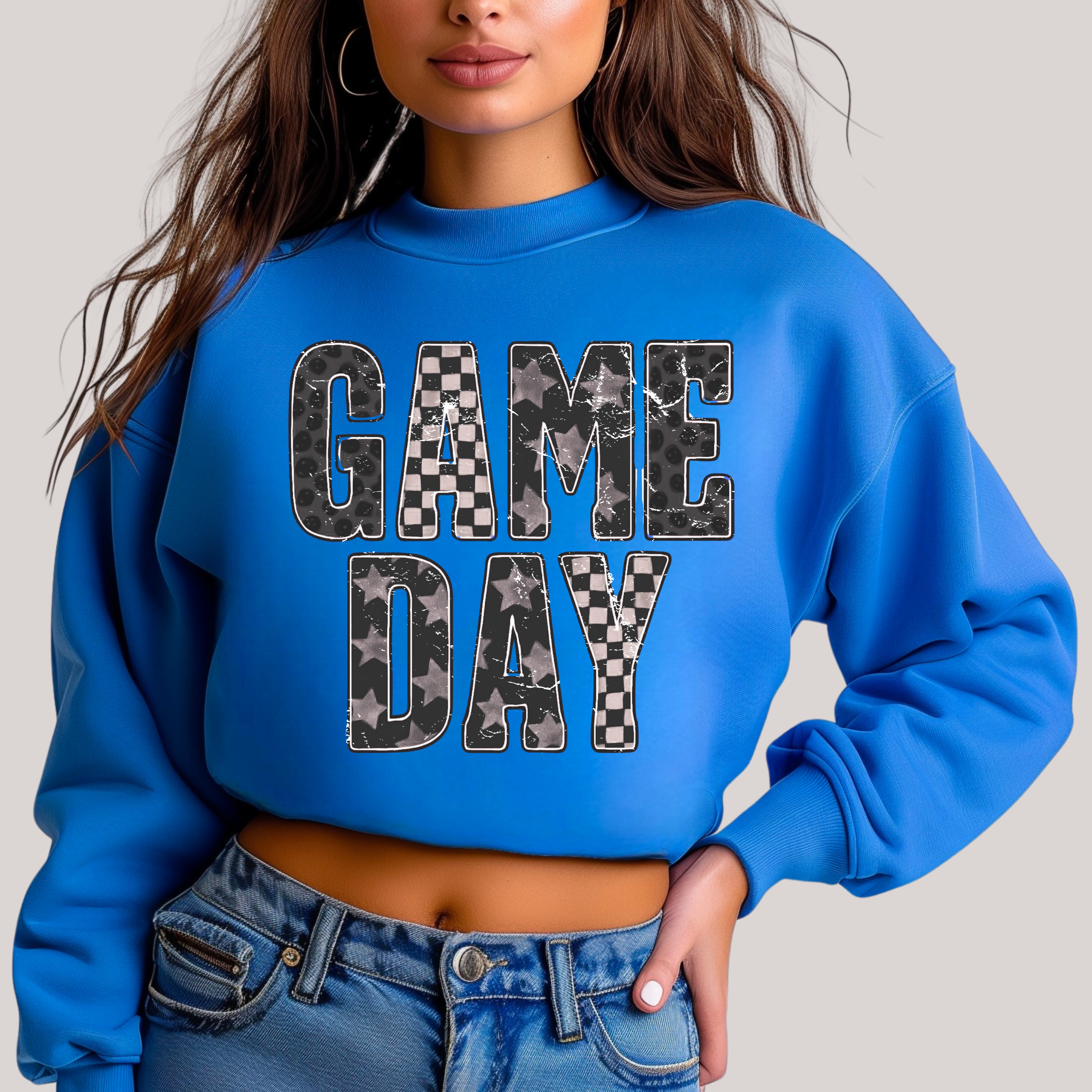 Edgy Gameday in Blue Sweatshirt - Charming Charlie