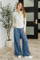 Effortless Edge Knit Henley Top in Natural - Charming Charlie