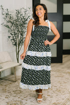 Elegant Edge Tiered Maxi Dress in Navy - Charming Charlie