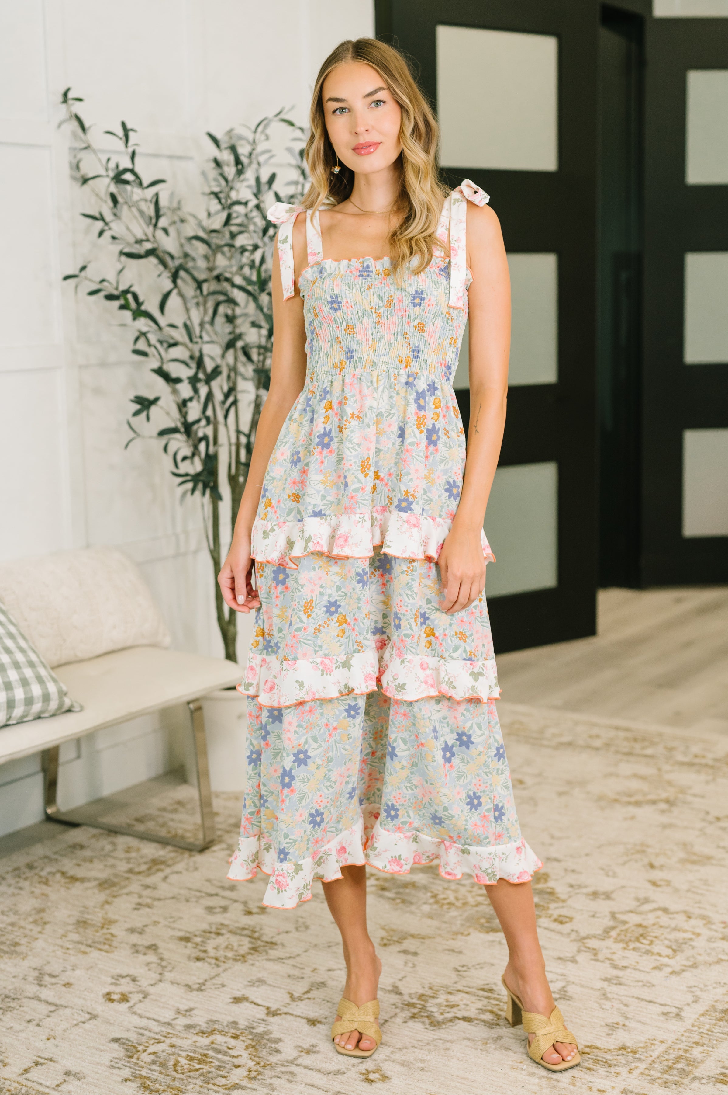 Elegant Edge Tiered Maxi Dress in Sage - Charming Charlie