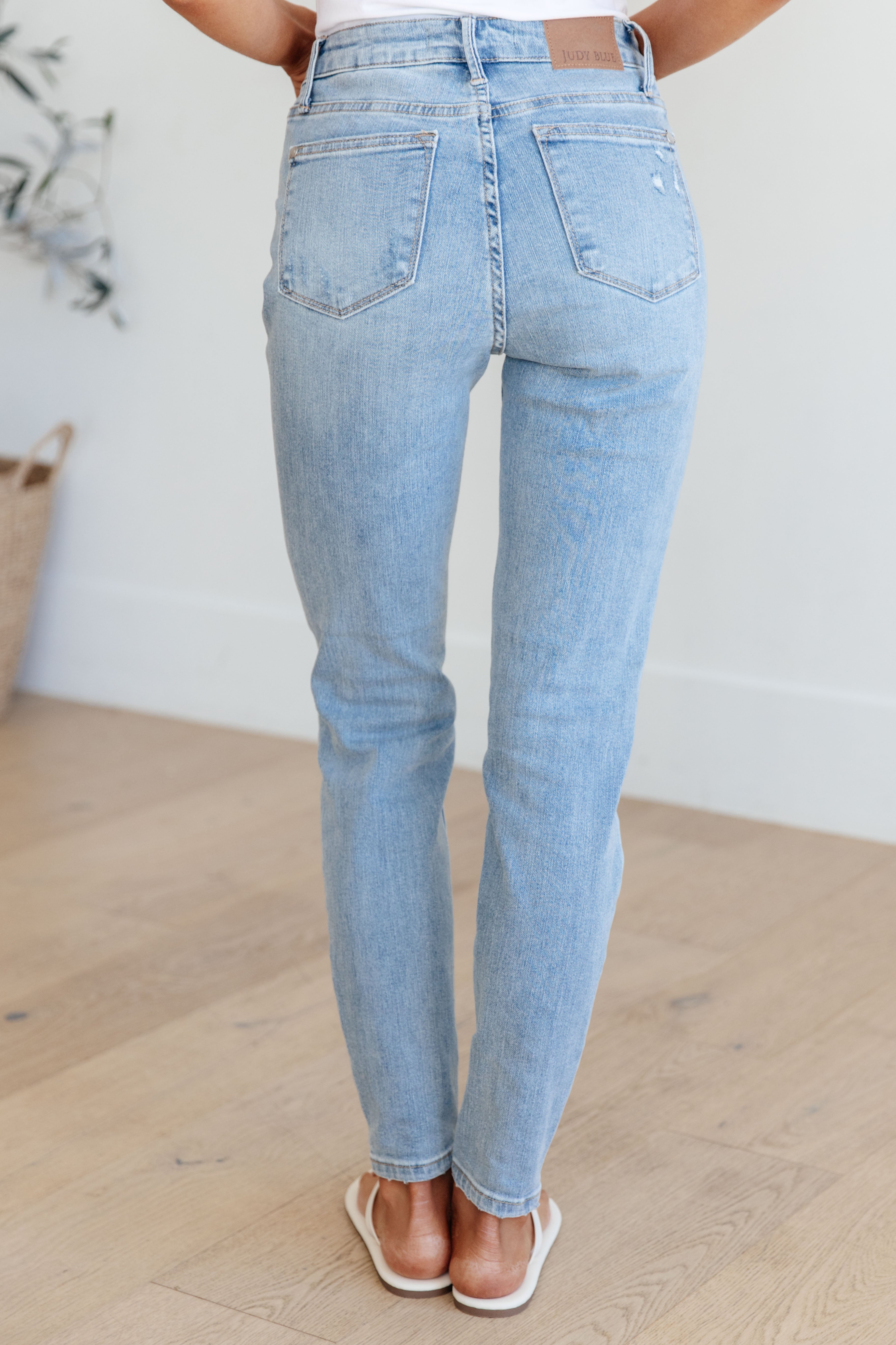 Eloise Mid Rise Control Top Distressed Skinny Jeans - Charming Charlie