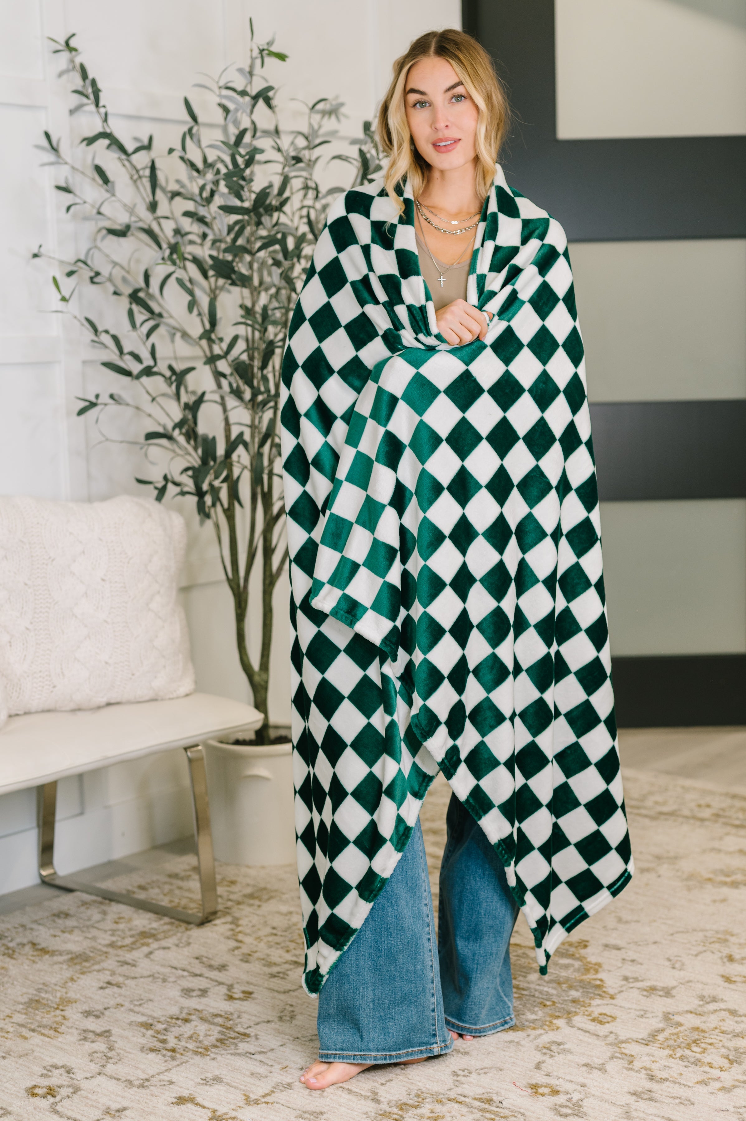 Emerald City Checkered Blanket - Charming Charlie