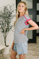Emotionally Attached Trim Detail Tee - Charming Charlie