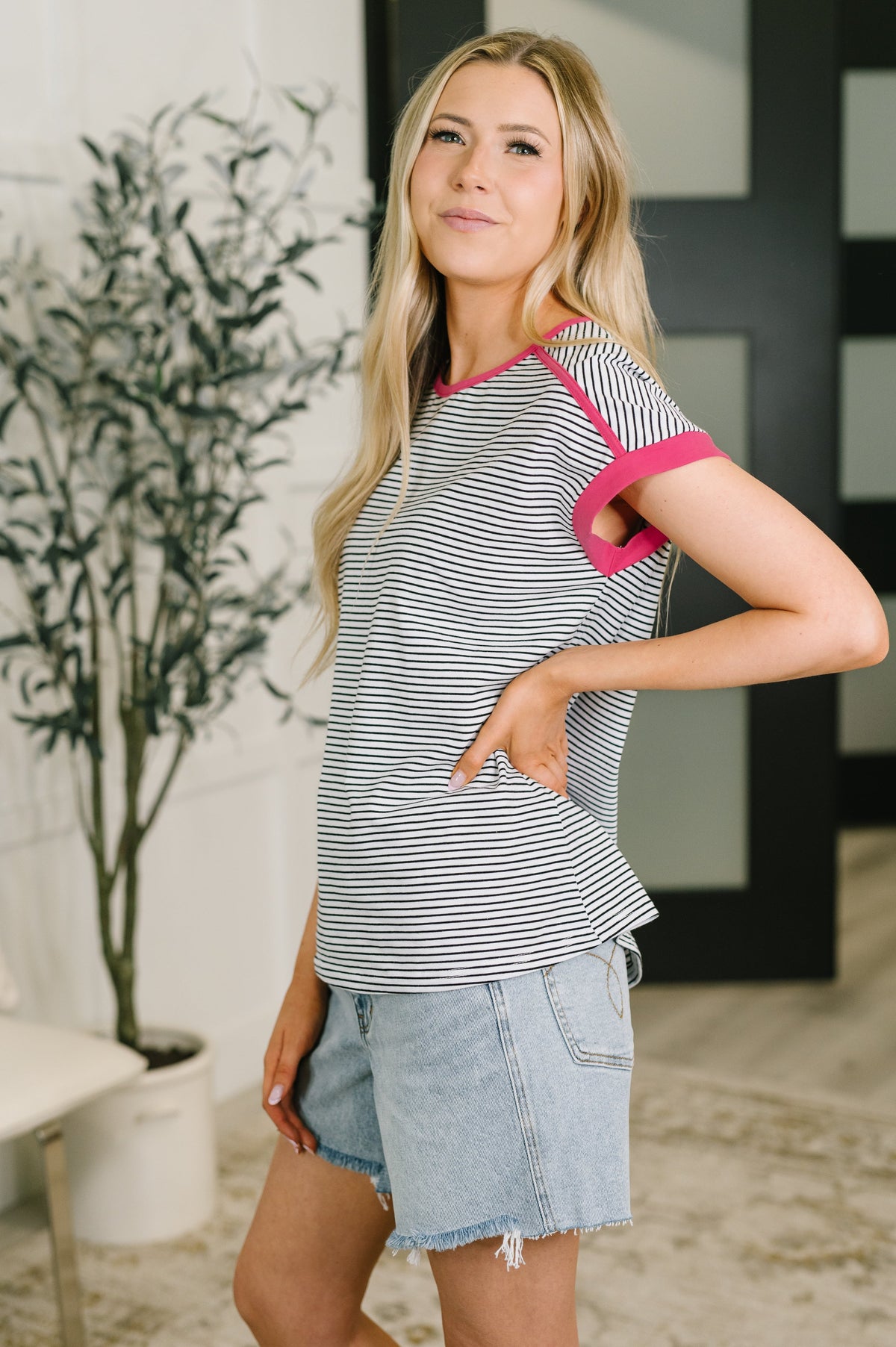Emotionally Attached Trim Detail Tee - Charming Charlie
