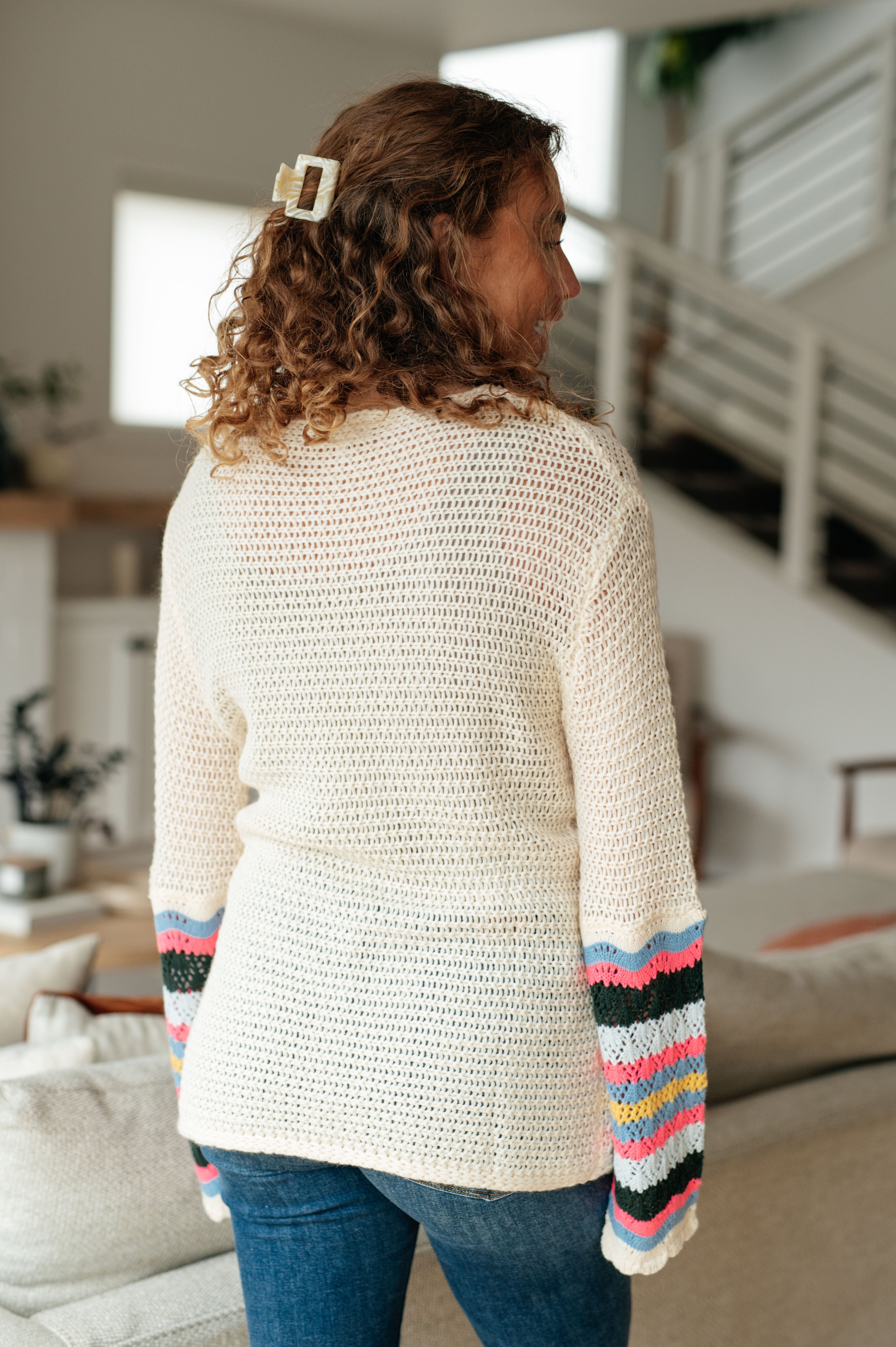 End of the Story Striped Sleeve Sweater - Charming Charlie