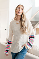 End of the Story Striped Sleeve Sweater - Charming Charlie