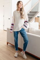 End of the Story Striped Sleeve Sweater - Charming Charlie
