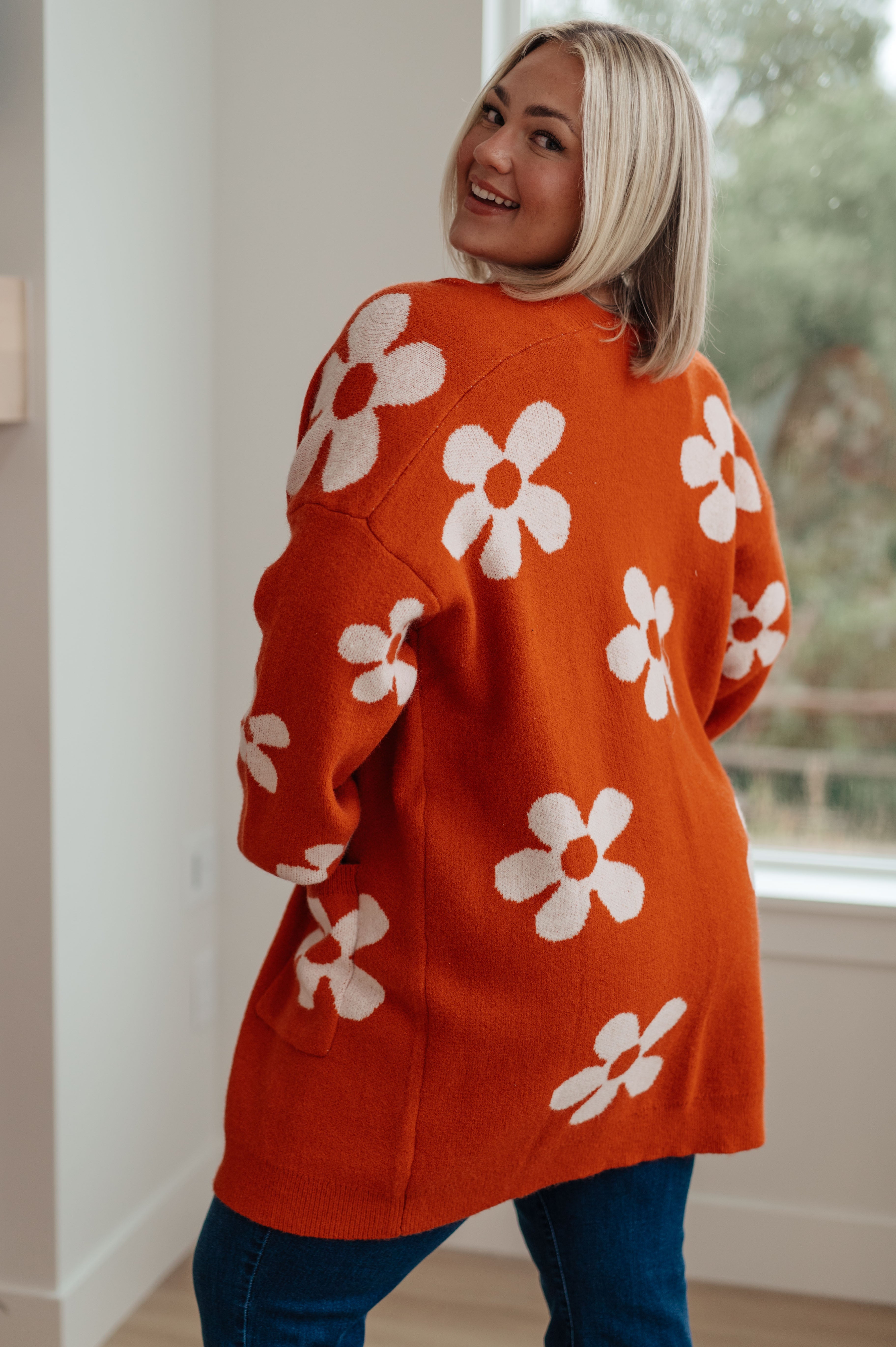 Enough Anyways Floral Cardigan in Burnt Orange - Charming Charlie