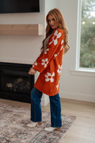 Enough Anyways Floral Cardigan in Burnt Orange - Charming Charlie