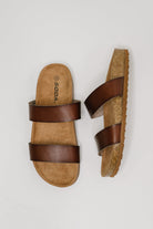 Eulee Round Toe Slip On Sandal in Light Brown - Charming Charlie