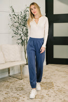 Every Second, Every Hour Jogger Bottoms in Blue Indigo - Charming Charlie