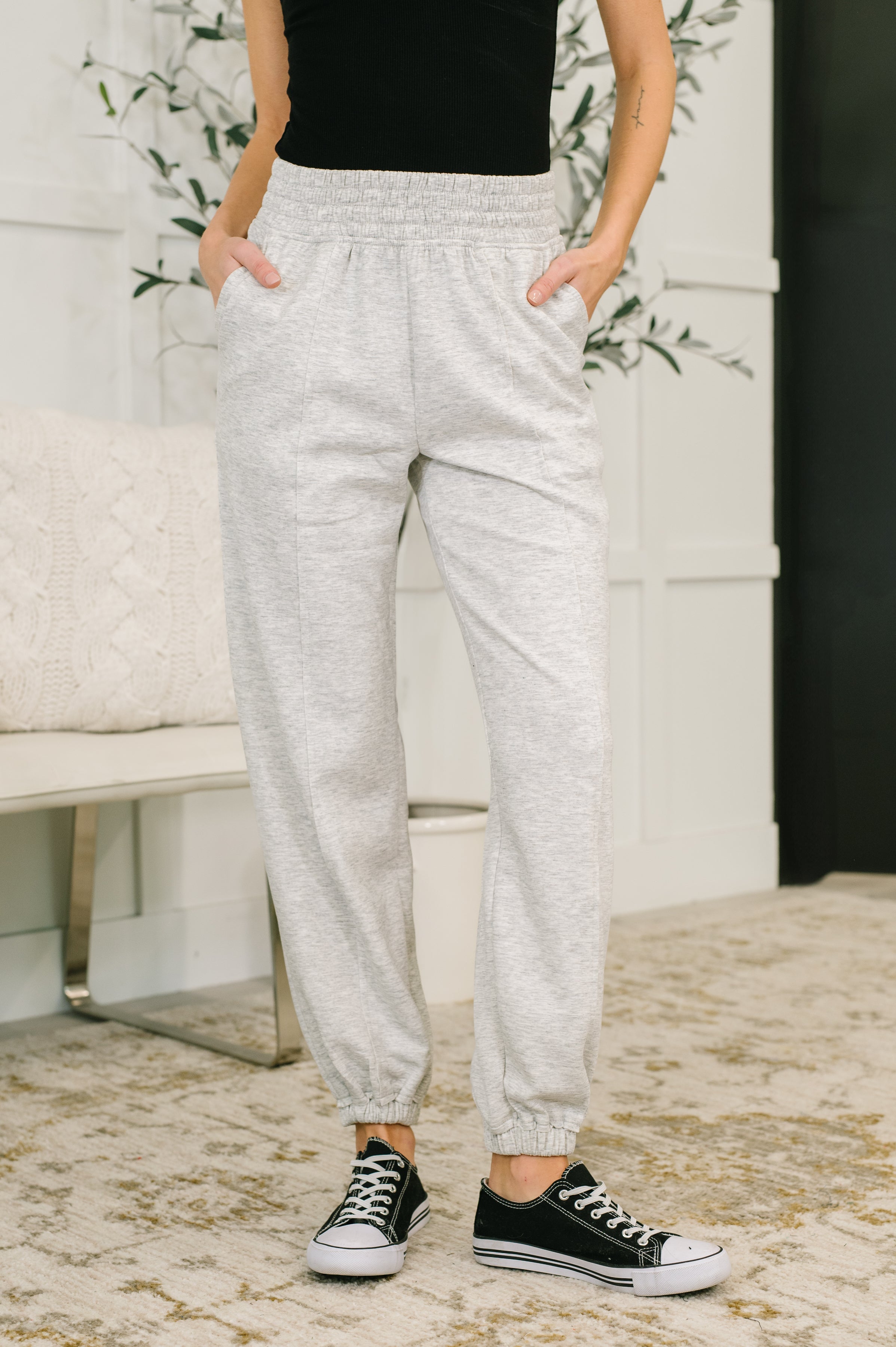 Every Second, Every Hour Jogger Bottoms in Heather Grey - Charming Charlie