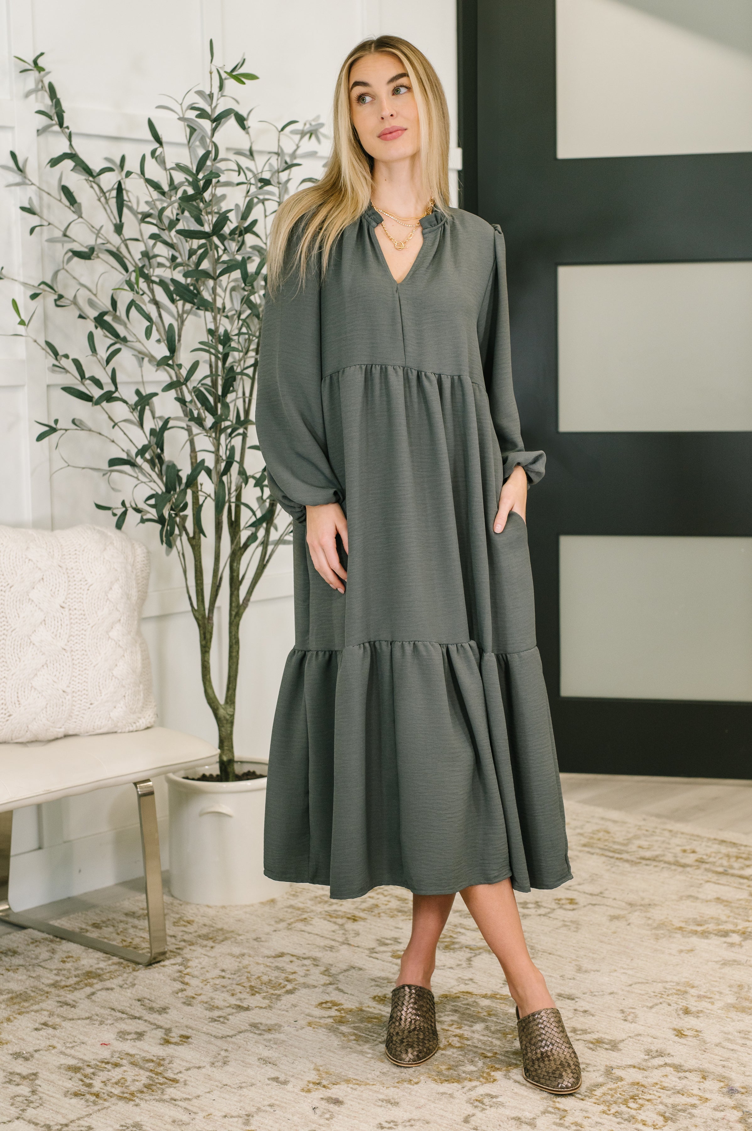 Every Single Touch V-Neck Tiered Dress - Charming Charlie