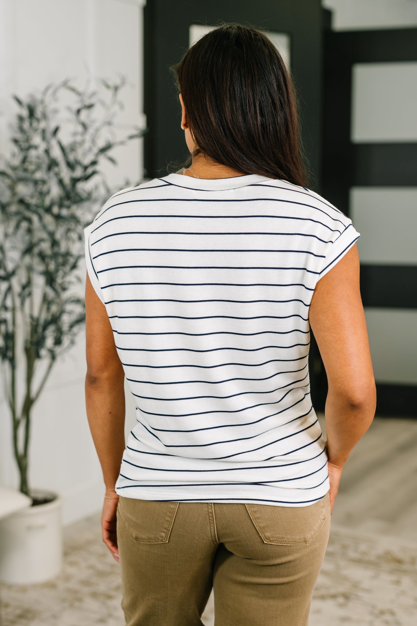 Everything In Between Striped Cap Sleeve Tee - Charming Charlie