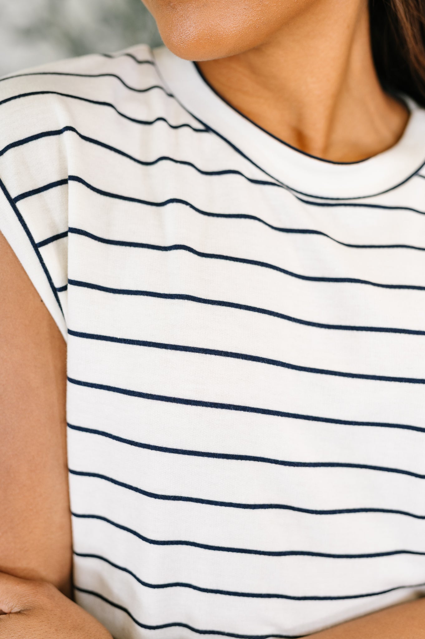 Everything In Between Striped Cap Sleeve Tee - Charming Charlie