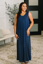 Everything She Wants Sleeveless Maxi Dress in Navy - Charming Charlie