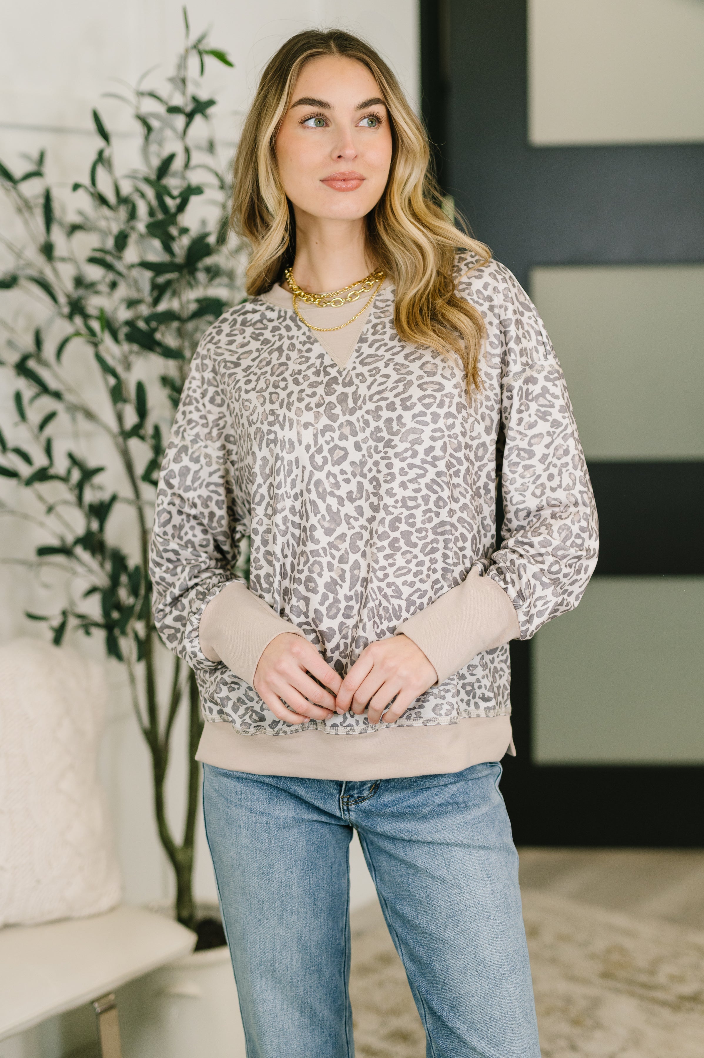Everything You Need Patchwork Crew Neck Pullover - Charming Charlie