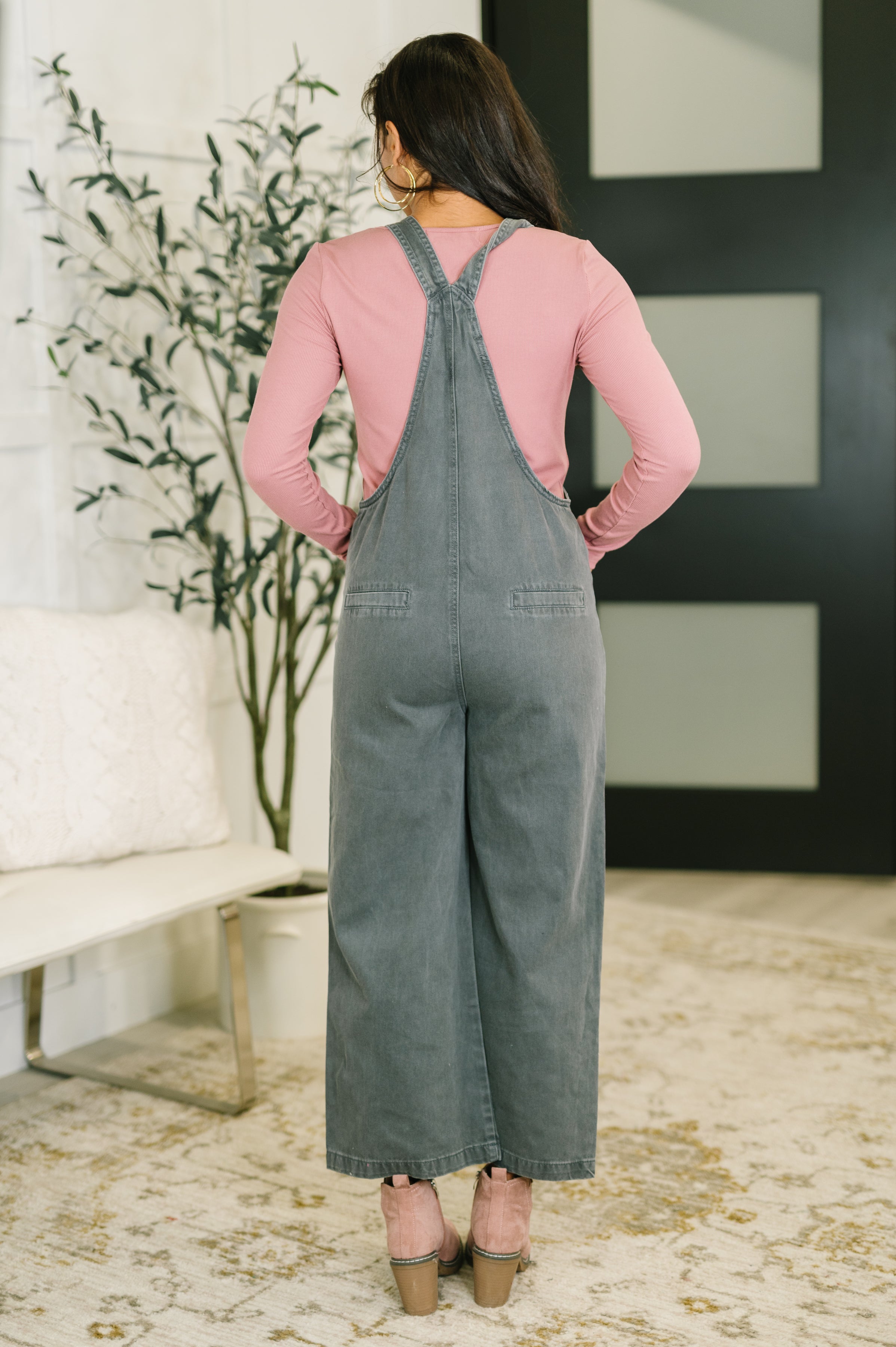 Exactly Where You Are Jumpsuit in Ash Black - Charming Charlie