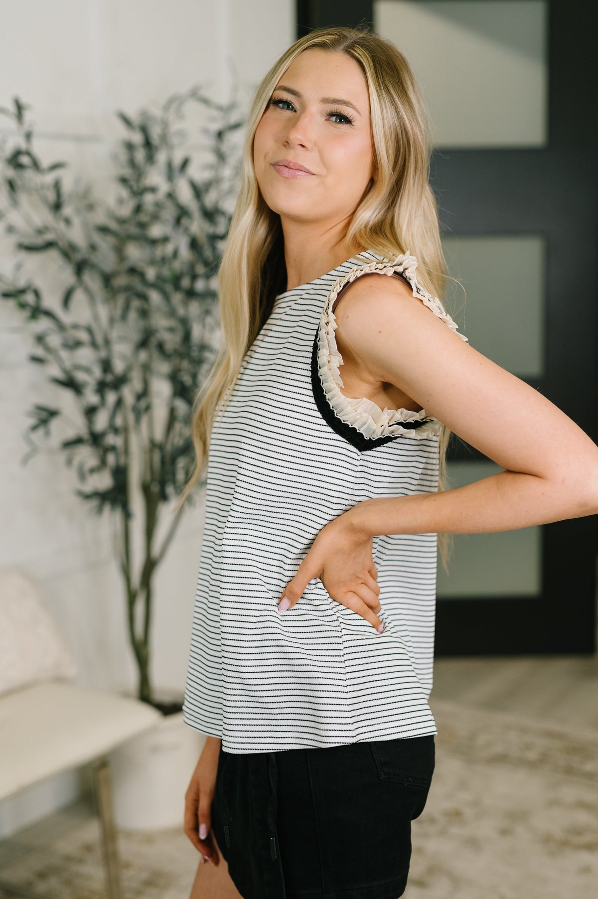 Exceeding Expectations Ruffled Sleeve Blouse - Charming Charlie