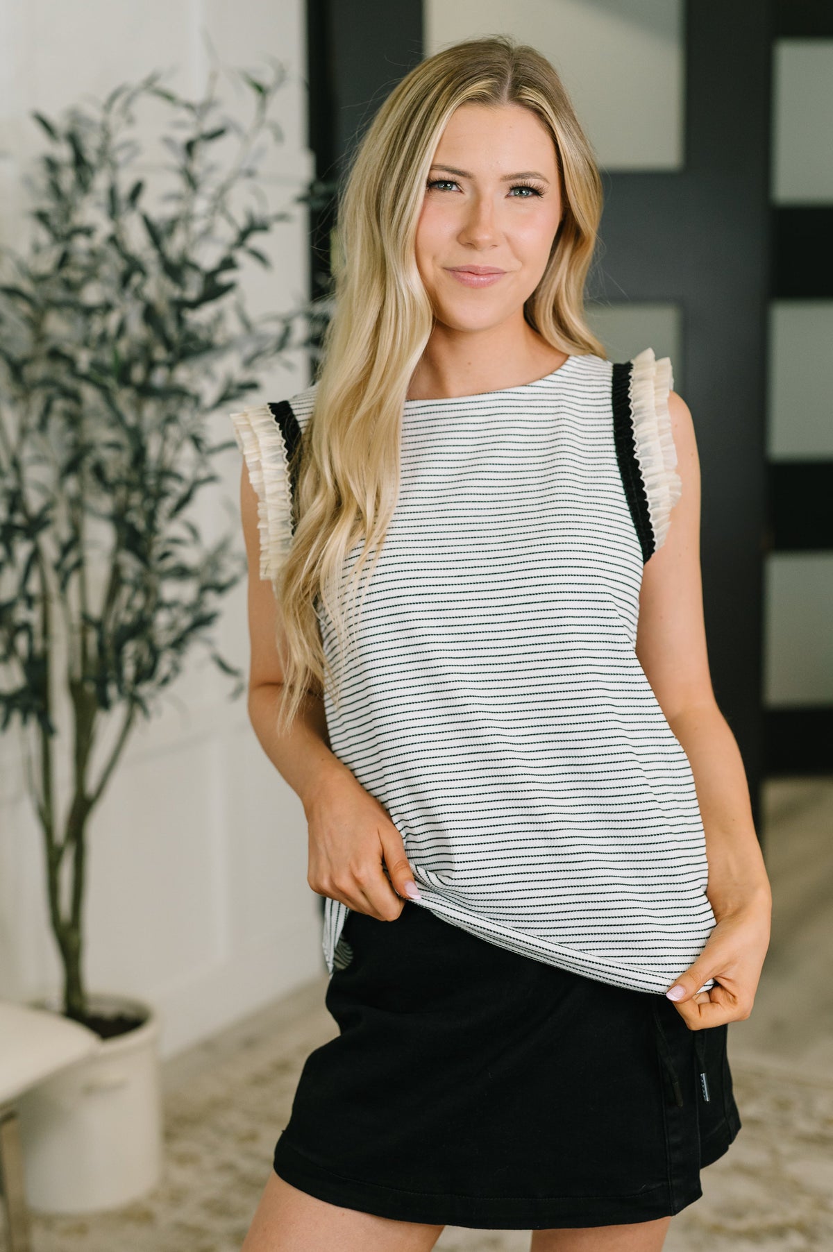 Exceeding Expectations Ruffled Sleeve Blouse - Charming Charlie