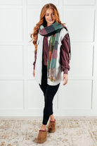 Keep Me Cozy Checkered Fringe Scarf in Berry - Charming Charlie