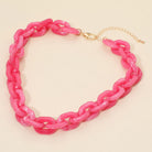 Madeline Love Hot Pink Chunky Resin Chain Link Statement Necklace - Necklaces