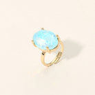 Madeline Love Blue, Opal Bold Oval Stone Cluster Accent Adjustable Ring - Jewelry