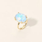 Madeline Love AB, Blue, Opal Bold Oval Stone Cluster Accent Adjustable Ring - Jewelry