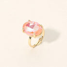 Madeline Love AB, Pink Bold Oval Stone Cluster Accent Adjustable Ring - Jewelry