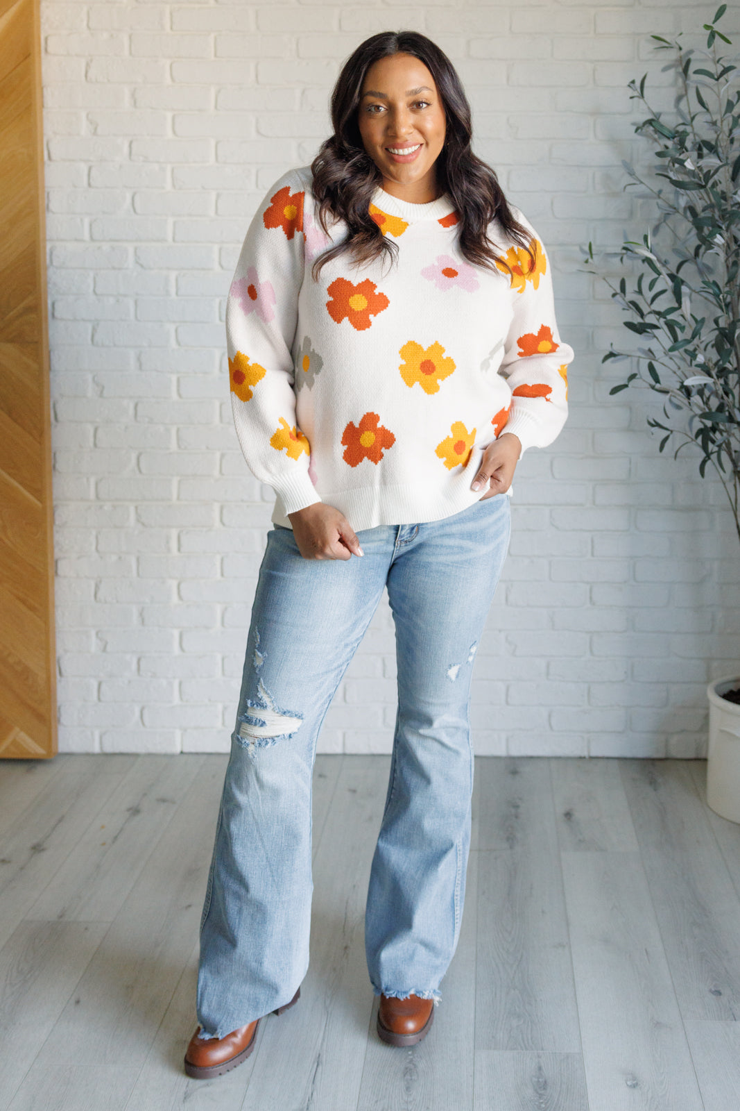 Falling Flowers Floral Sweater - Charming Charlie