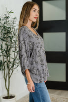 Falling in Deep Crinkle Woven Blouse Dune Grey - Charming Charlie