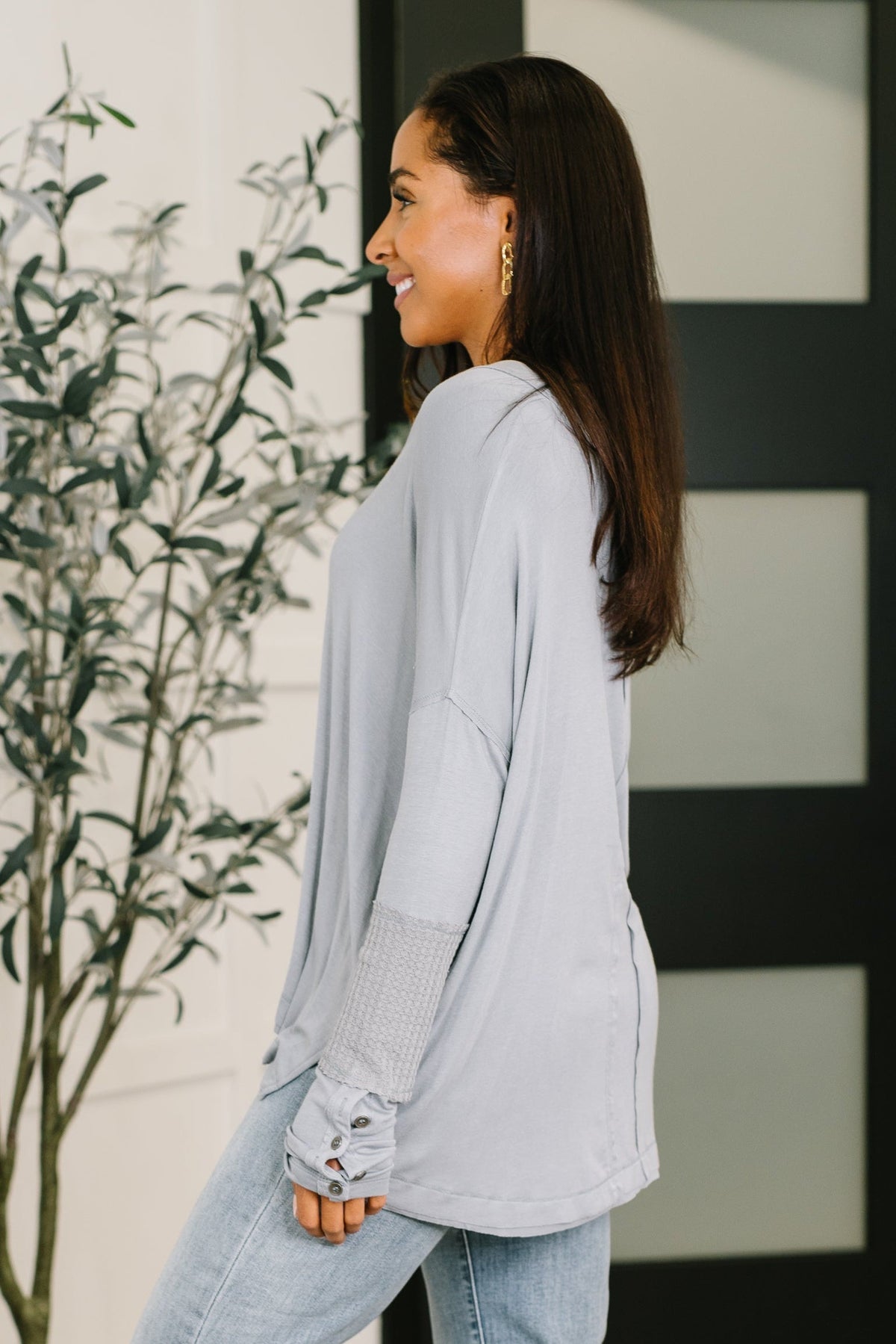Feel That Something Contrast Sleeve Top - Charming Charlie
