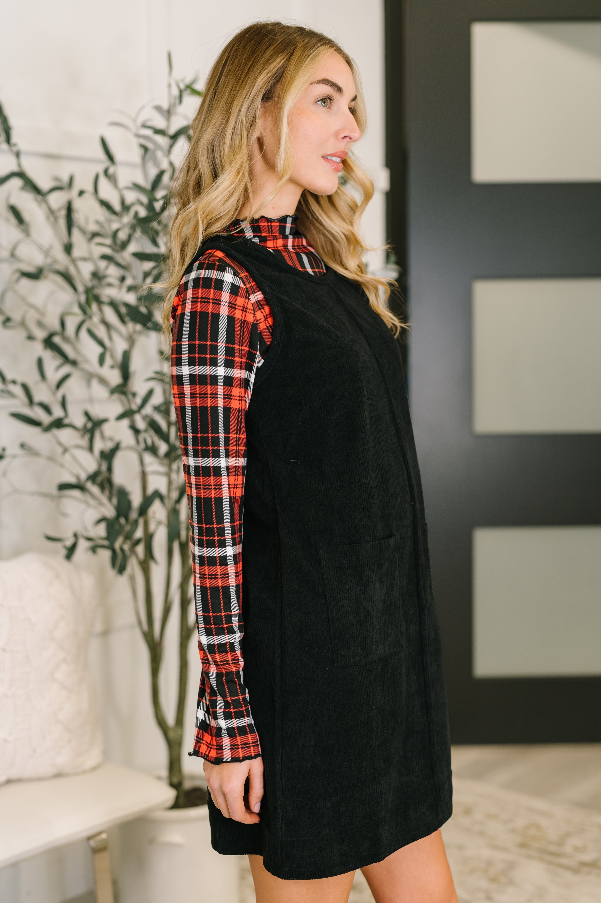 Feeling That Way Corduroy Dress in Black - Charming Charlie