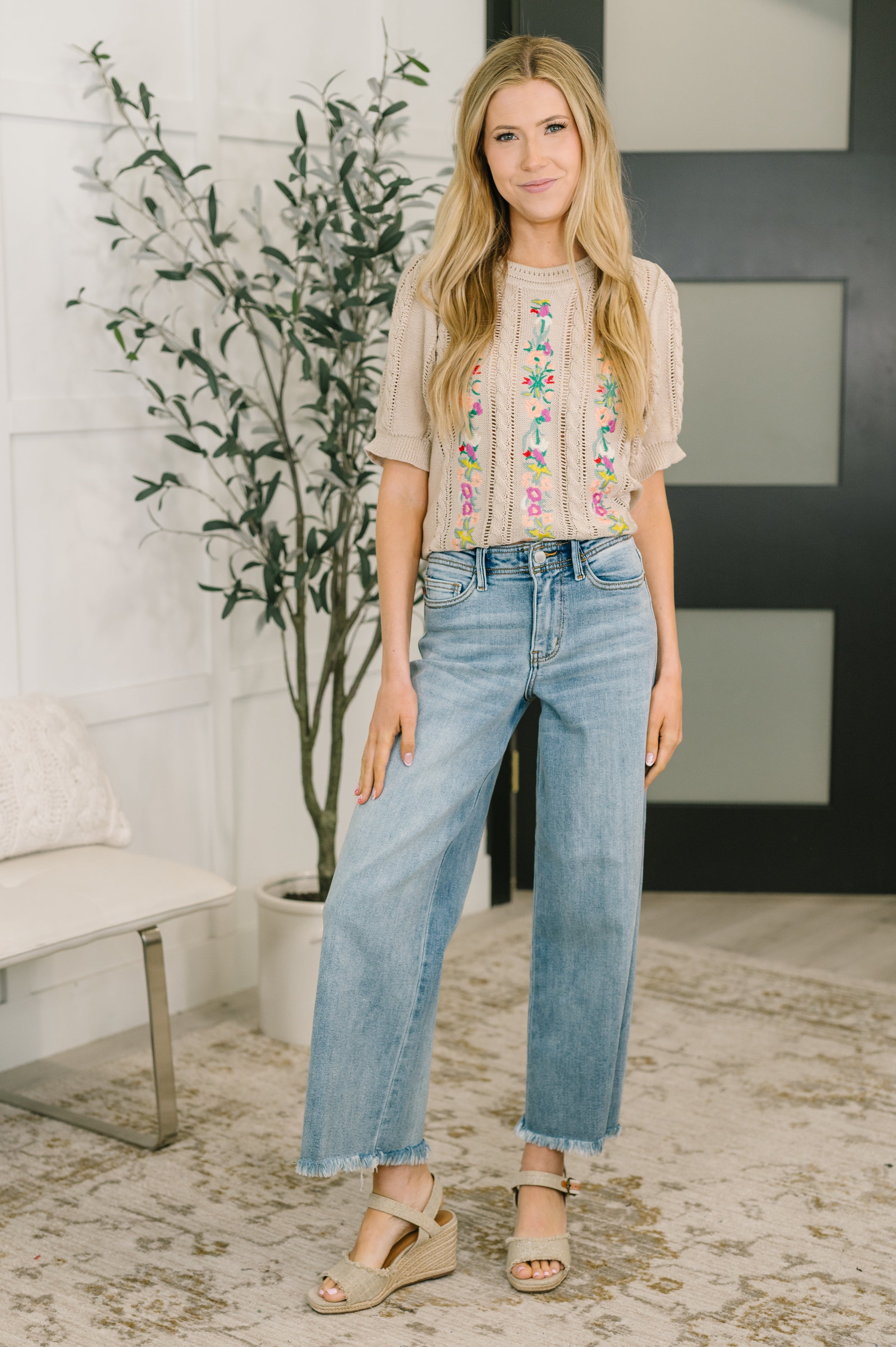 Feel so Fine Embroidered Knit Top - Charming Charlie