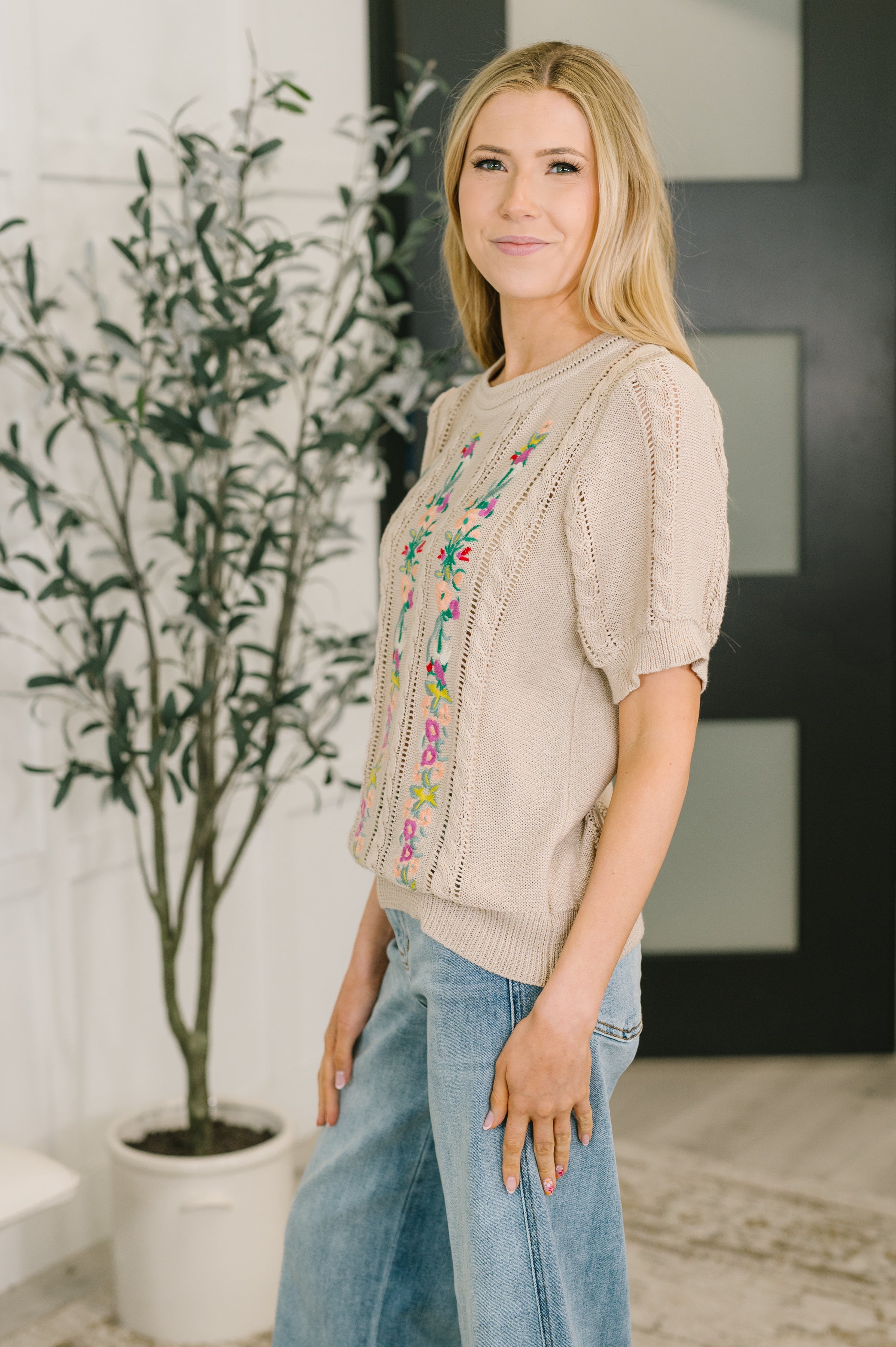 Feel so Fine Embroidered Knit Top - Charming Charlie