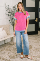 Felt Like This Before Textured Contrast Top - Charming Charlie