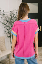 Felt Like This Before Textured Contrast Top - Charming Charlie