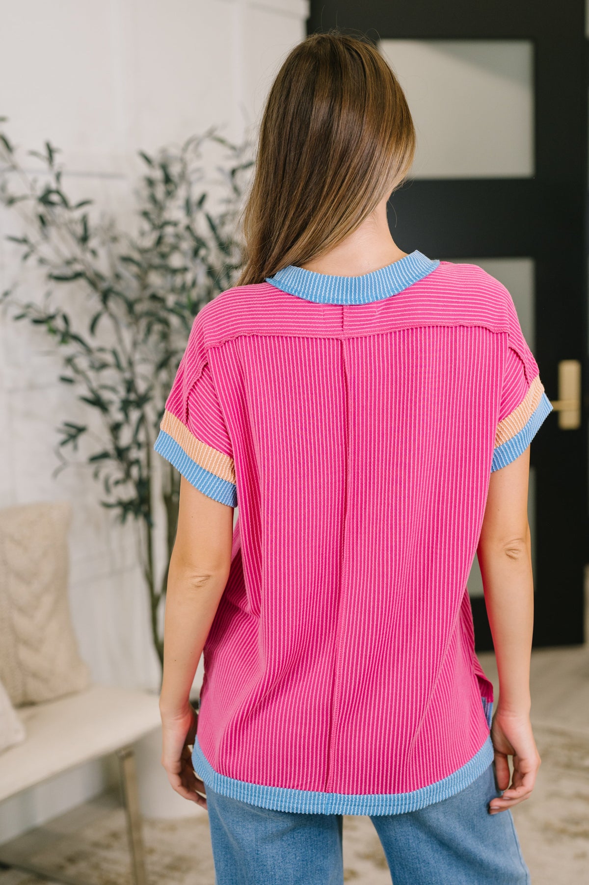 Felt Like This Before Textured Contrast Top - Charming Charlie
