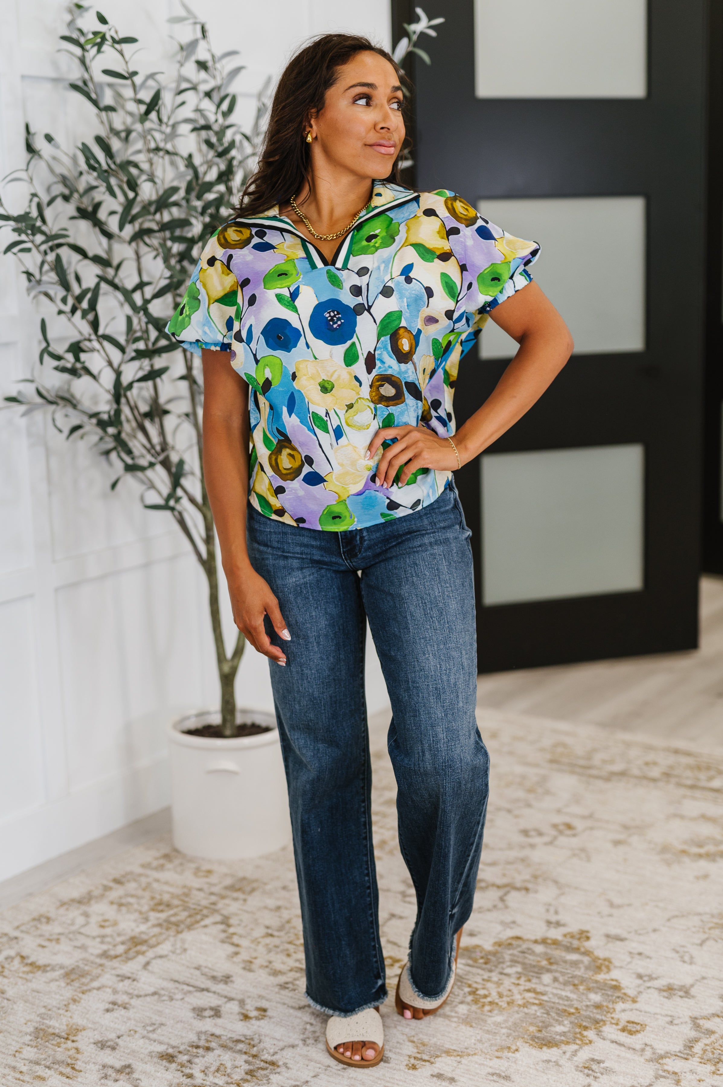 Fielding Questions Floral Top - Charming Charlie